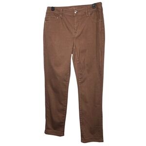 Chicos Women's Crop Pants Slimming Girlfriend Size 00 Brown Casual 5 Pocket